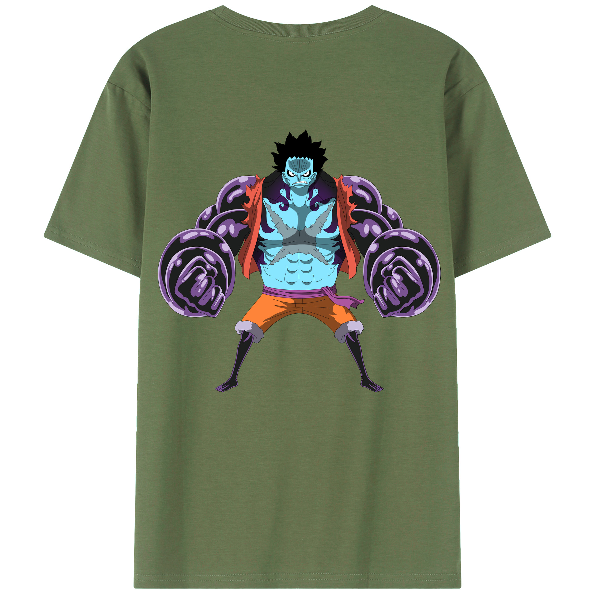 ワンピース モンキー・D・ルフィ ONE PIECE Monkey D. Luffy 綿100％ メンズ半袖Tシャツ（バックプリント） 通気性